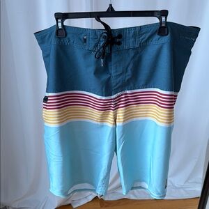 Quiksilver Green and Blue Board Shorts for Surfing